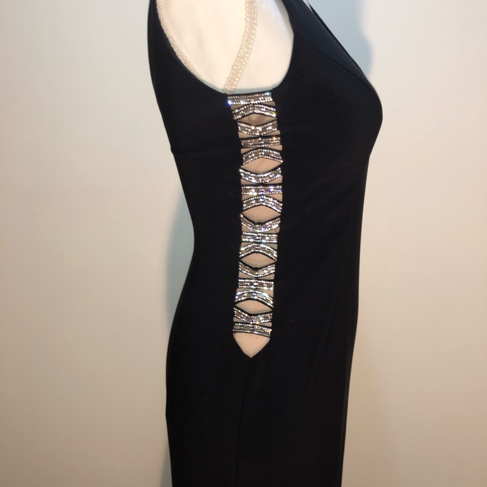 Prom Dress, black with stone embellished sides